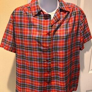 Red Plaid Button-Up Shirt